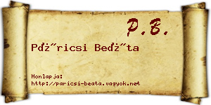 Páricsi Beáta névjegykártya