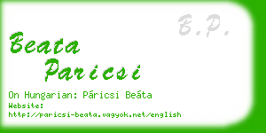 beata paricsi business card